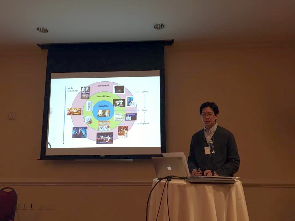 Po-Wei Weng presenting research on music, media, and cultural representation at a scholarly conference